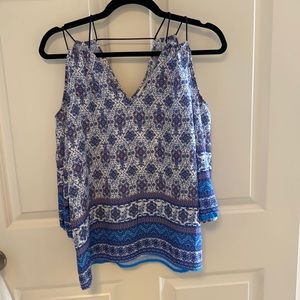 Skies are Blue multi-color cold shoulder top